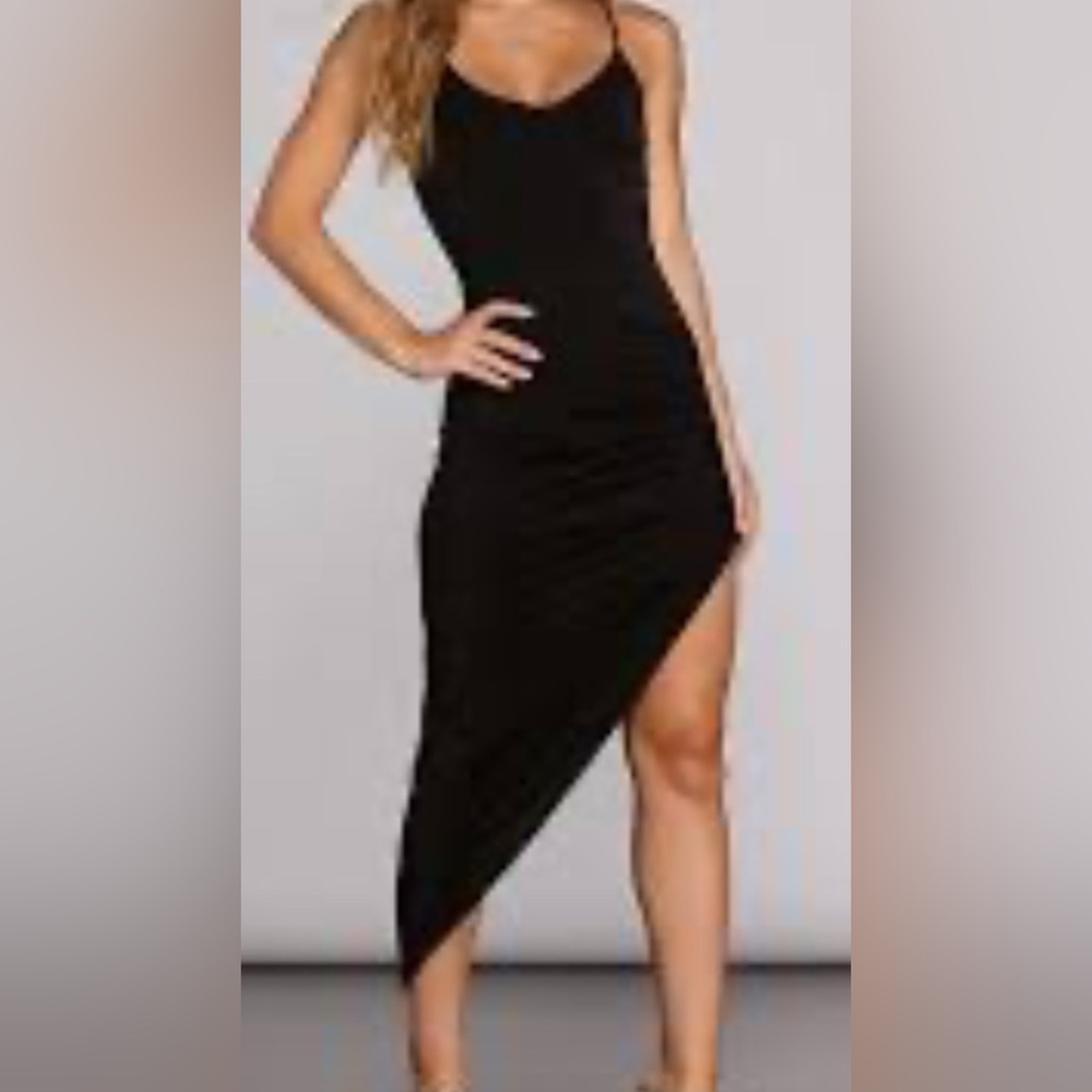 Elegant Black Asymmetrical Dress